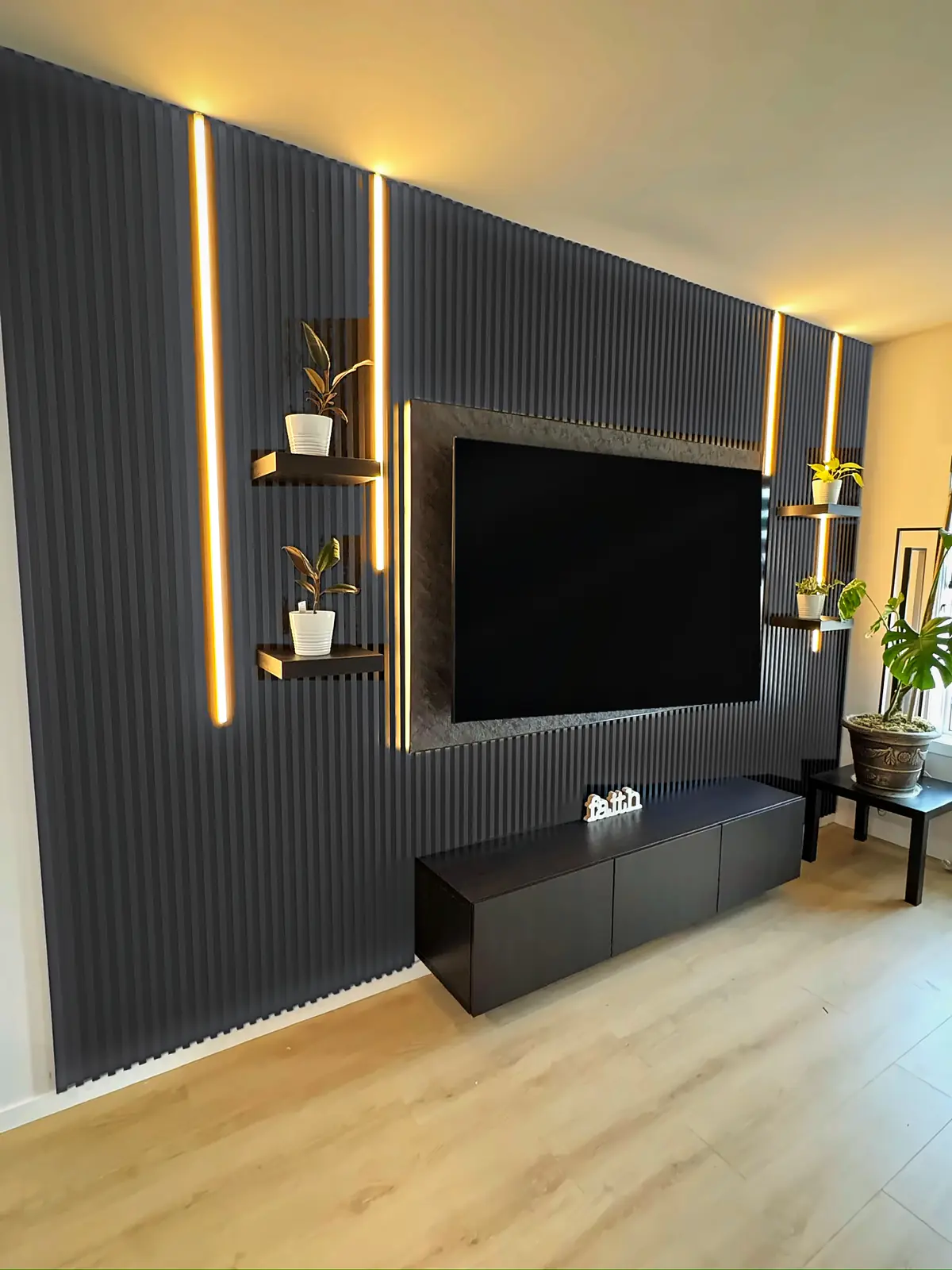 Charcoal Fluted LED Wall, Living Room, Winnipeg